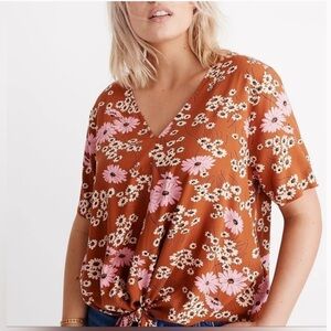 BNWT Madewell Floral Novel Tie-Front Top in Hillside Daisies